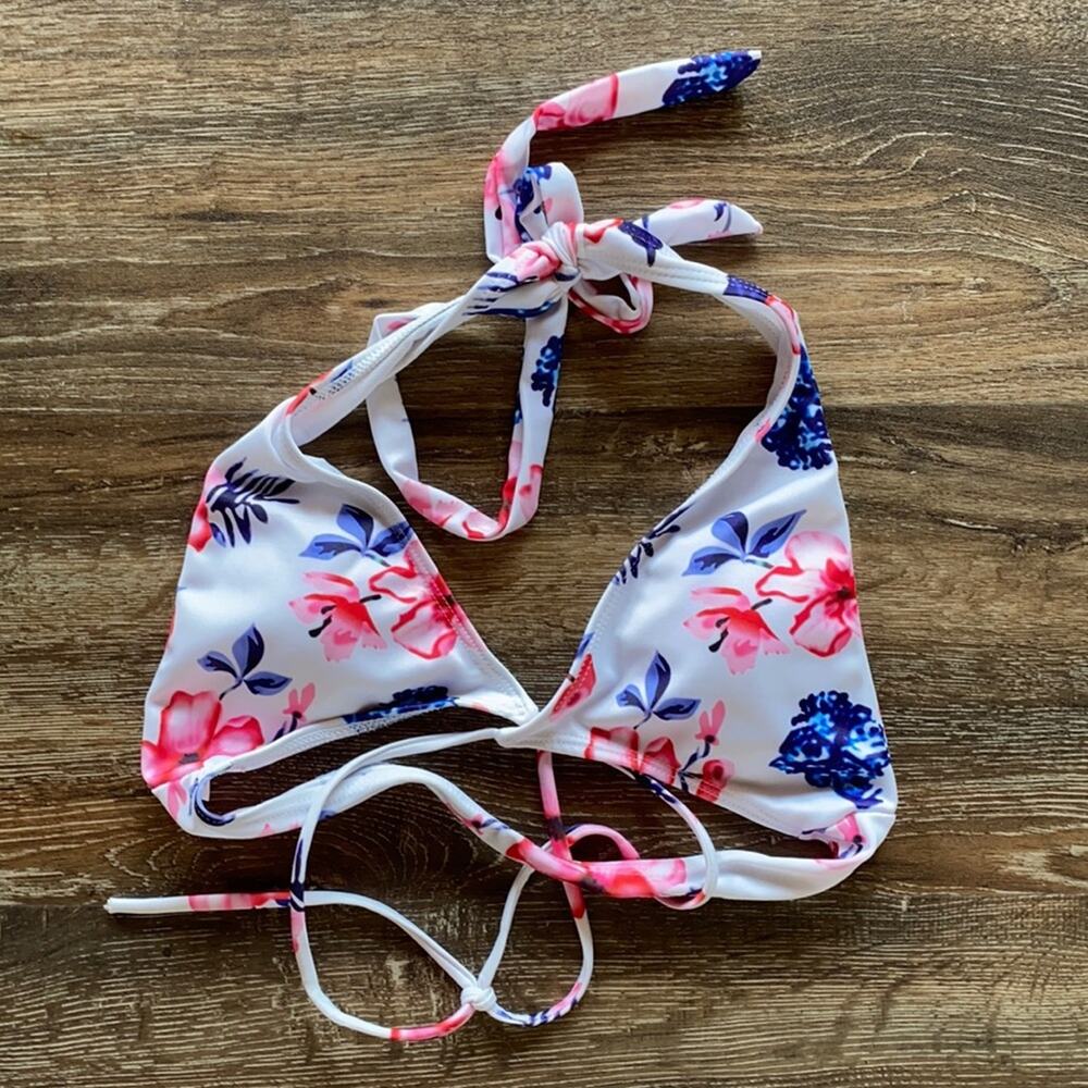 Strappy Halter Floral Bikini Top Size S/M